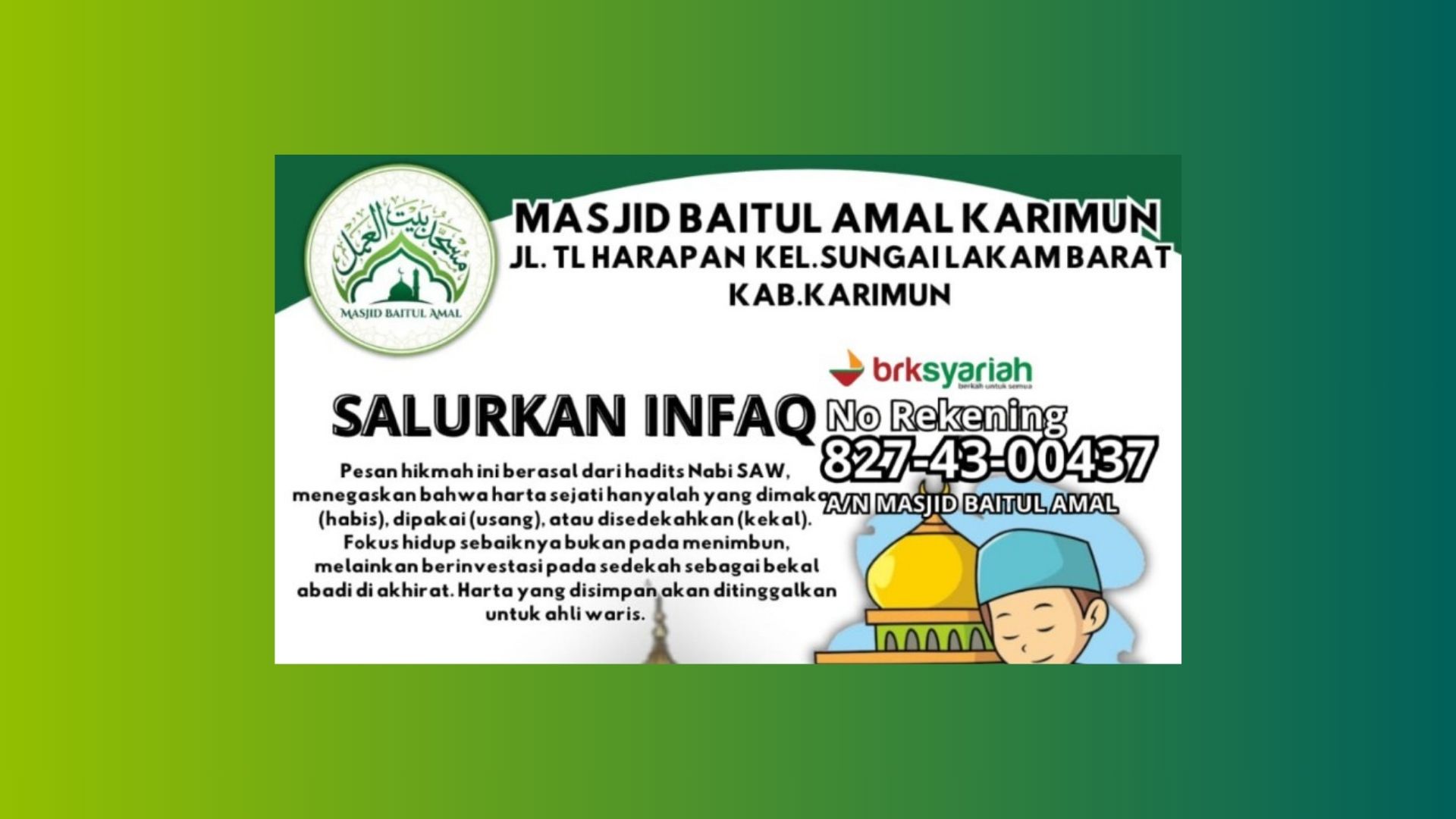 Salurkan Infaq Anda di Sini